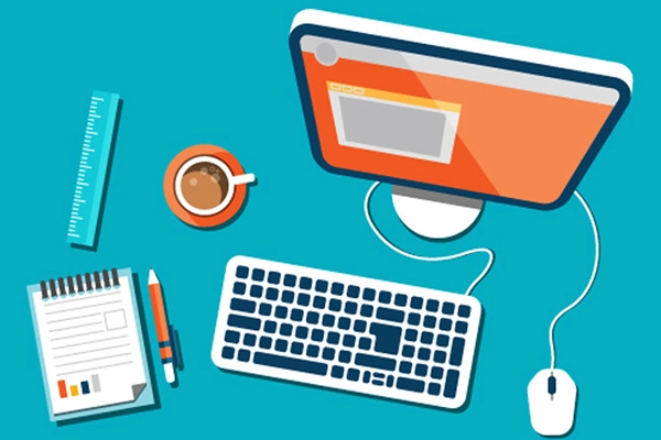 Ilustrasi murid mengerjakan soal TKA di komputer